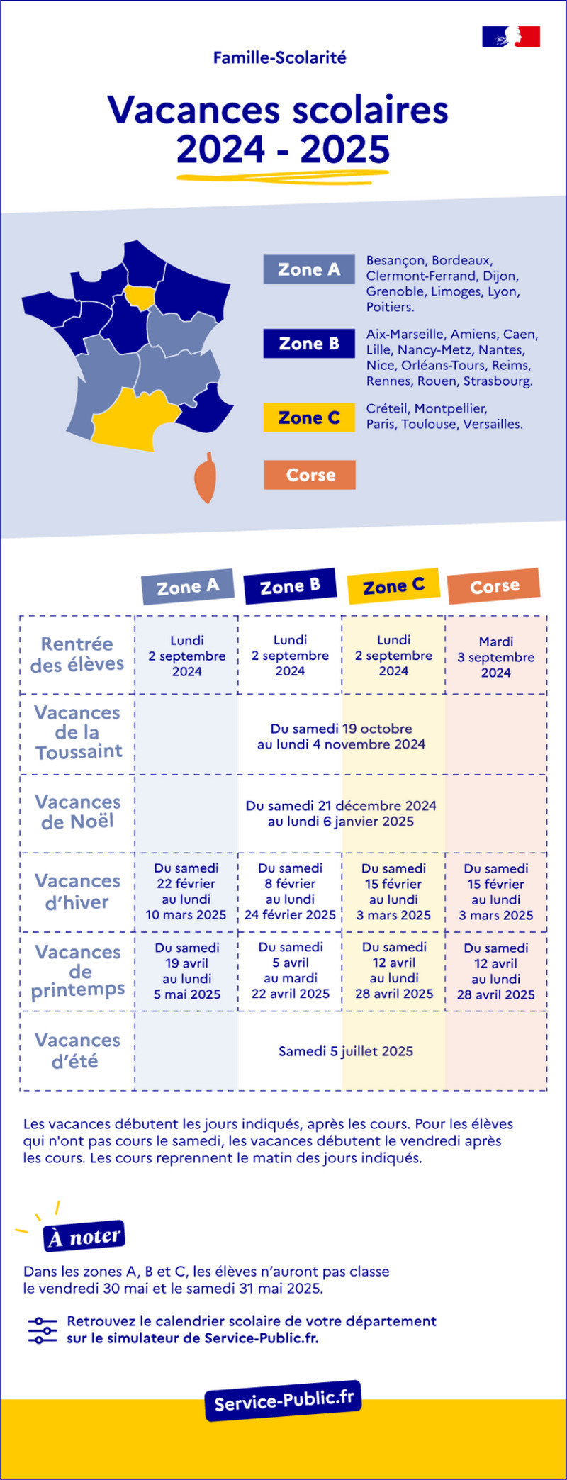 Calendrier vacances scolaires