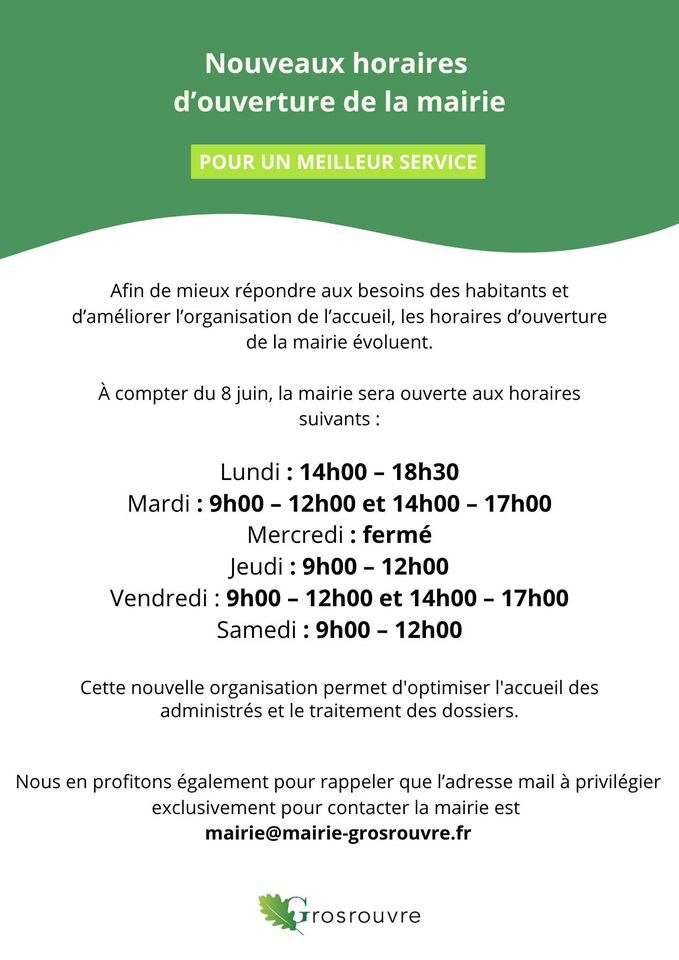 Affiche horaires